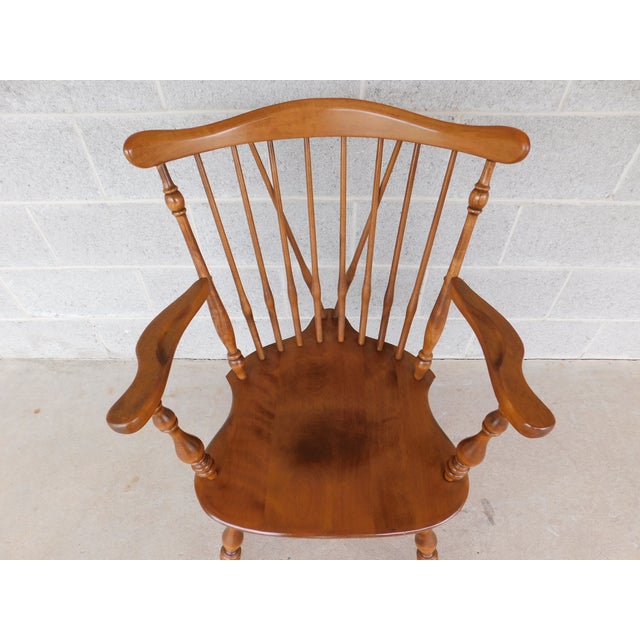 Traditional Ethan Allen Heirloom Nutmeg Braceback Windsor Arm Chair 10-6020a For Sale - Image 3 of 13