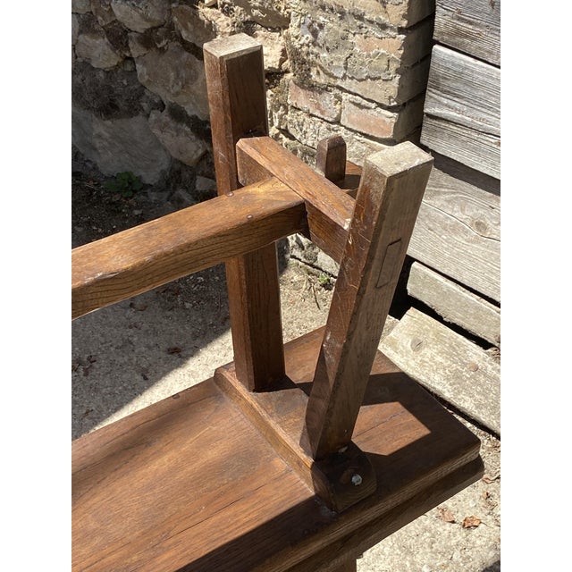 Rustic Oak Farmhouse Bench, 1950s For Sale - Image 15 of 18
