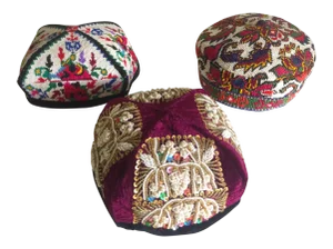 Vintage Uzbek Afghani Turkmen Hand Embroidered Tribal Hats Collection - 3pc