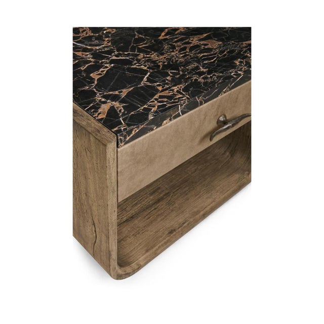 Not Yet Made - Made To Order Rustic Modern Nightstand With Marble Top For Sale - Image 5 of 14