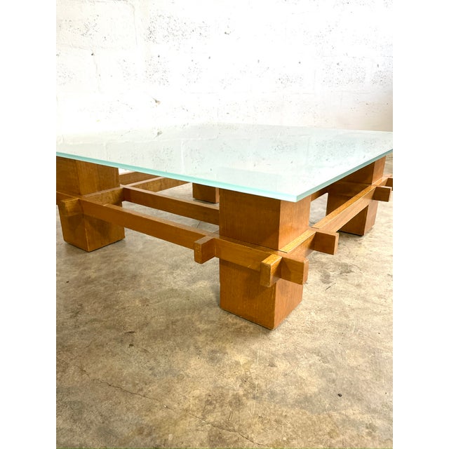Italian Mid Century Modern Glass Top Coffee Table. 35.5w 35.5d 12tall. Removable glass.