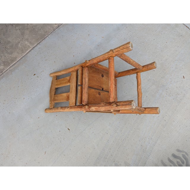 Four (4) Hand Crafted Solid Rustic Log Cabin Chairs For Sale - Image 15 of 16