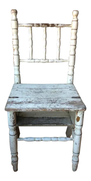Antique Italian Painted Library Chair Ladder