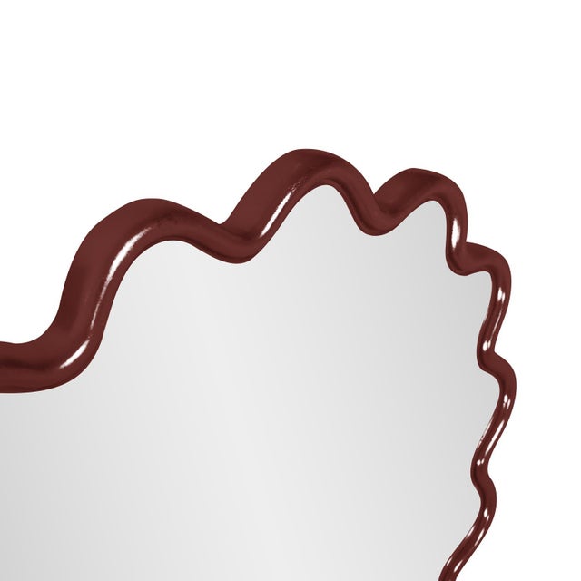 Glass Cloud Mirror Burgundy For Sale - Image 7 of 11
