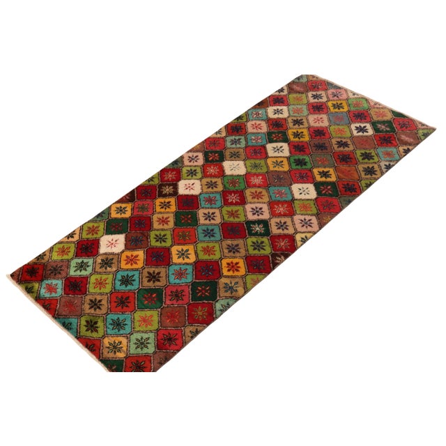 Art Deco Vintage Art Deco Runner in Multicolor Floral Geometric Pattern For Sale - Image 3 of 8