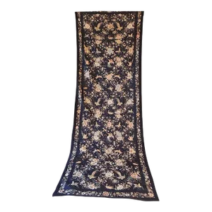 Monumental Black and Gold Chinese Embroidery Silk Altar Cloth or Wall Hanging
