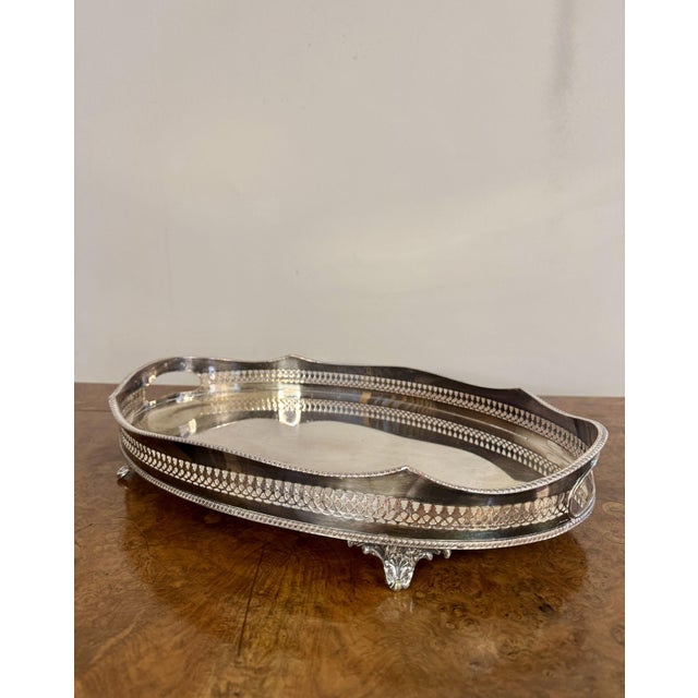 Antique Edwardian Silver-Plated Tray, 1900s For Sale - Image 3 of 7