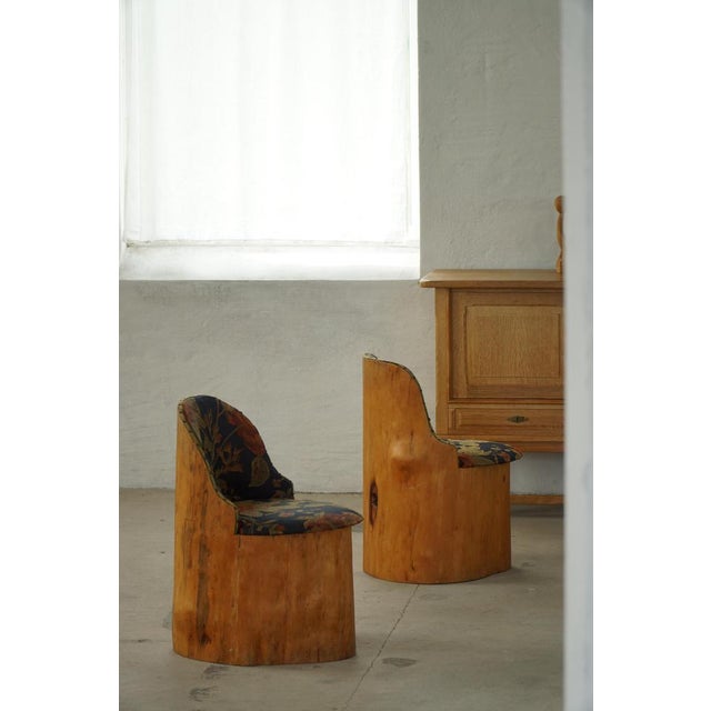 Swedish Stump Chair in Pine and Floral Upholstery, 1960s For Sale - Image 6 of 18