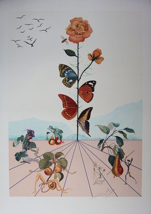 Salvador Dali, Flordali II: La rose papillon, Lithograph
