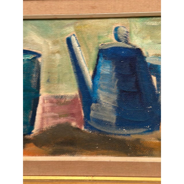Louis Zelig, Kettle Bowl and Glass, 1950s, Oil Painting on Panel, Framed For Sale - Image 10 of 18
