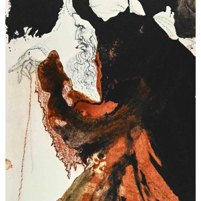 Trulla caementarii in manu Domini is a Color lithograph on heavy rag paper realized in 1964. It is part of Biblia Sacra...