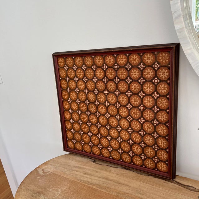 Vintage Framed Medallion Needlepoint For Sale - Image 4 of 7