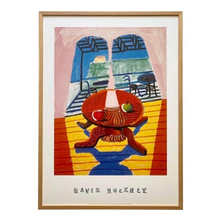 David Hockney Vintage 1994 Lithograph Print Framed Large Pop Art Poster " Christopher & Don's Dining Room I " 1984 For Sale