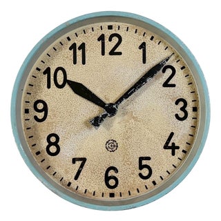 Large Industrial Blue Factory Wall Clock from Chronotechna, 1950s For Sale