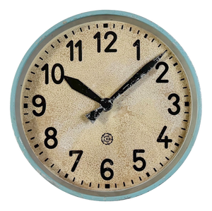 Large Industrial Blue Factory Wall Clock from Chronotechna, 1950s