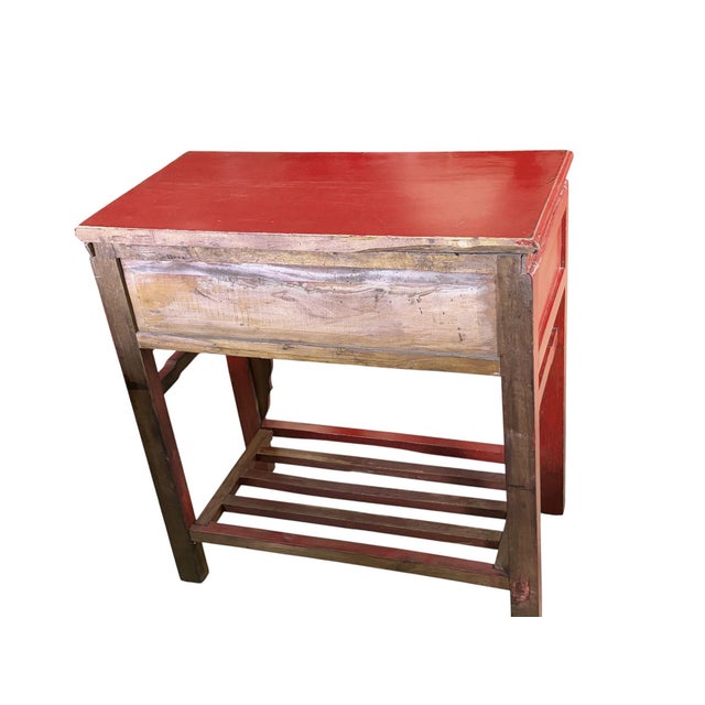 Vintage Chinoiserie Red Lacquer Console Table 33.5" W For Sale - Image 10 of 12