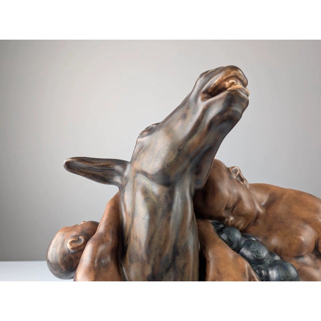1910s Sculpture of Bacchus and Satyr on Donkey by Kai Nielsen for Bing & Grøndahl, 1912 For Sale - Image 5 of 9