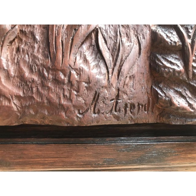 Bas-Reliefs Scenes in a Wooden Frame Signed by M. Arendt, 1940s, Set of 2 For Sale - Image 6 of 18