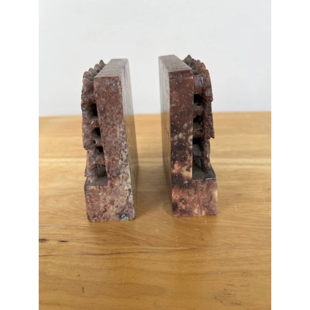 Chinese Hand Carved Soapstone Asian Bookends - A Pair For Sale - Image 3 of 11