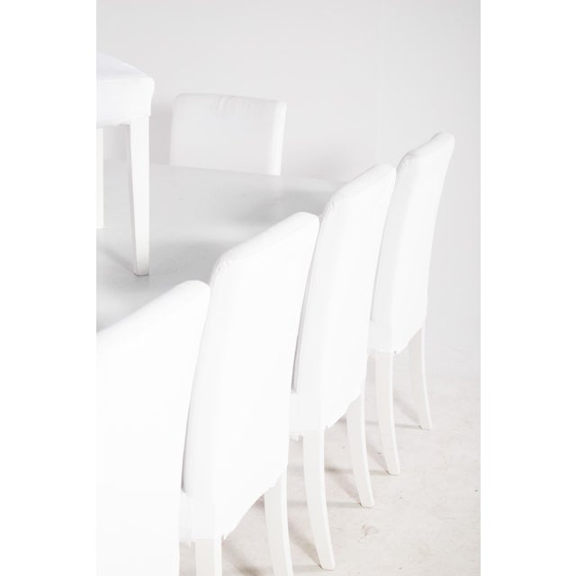 Large White Painted Dining Table with Chairs, 2000, Set of 12 For Sale - Image 12 of 14