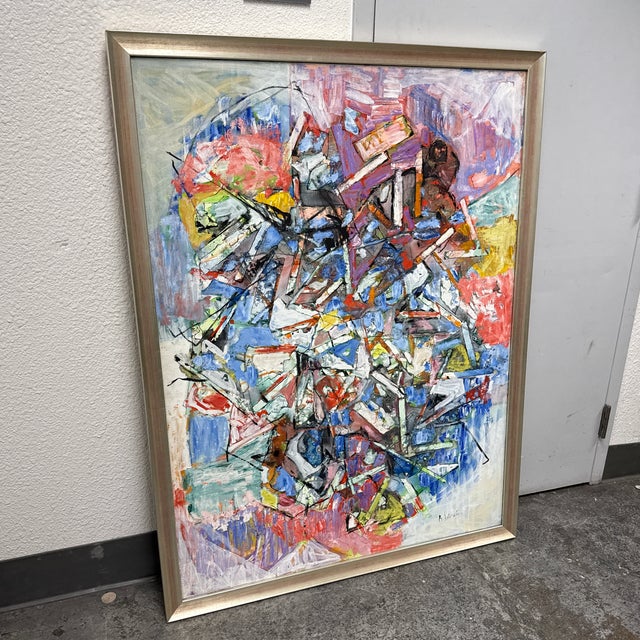 Design Plus Gallery presents an Original Abstract Oil on Canvas titled “Composition Bleu Rouge” by French Romanian Artist...