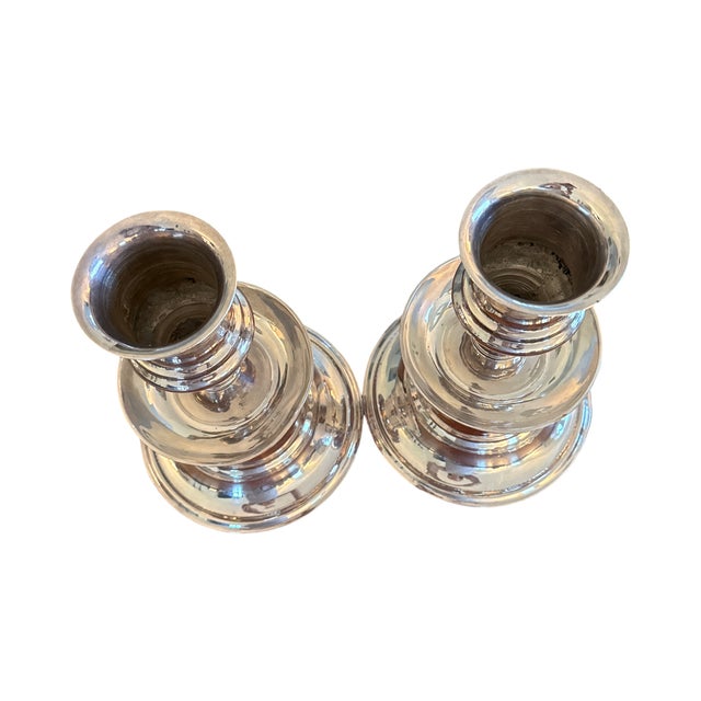 1980s Monumental Silverplate Candlesticks Oversized Heavy Pair Classical Form For Sale - Image 5 of 13