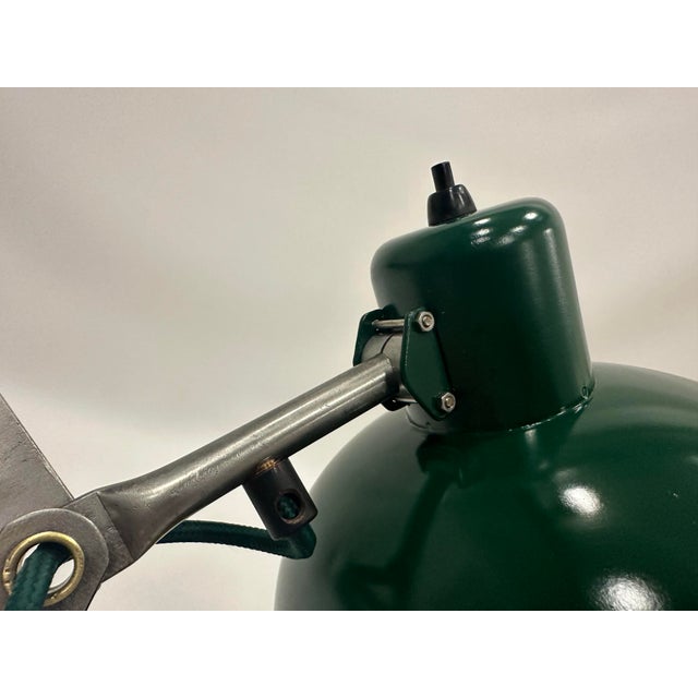 Forest Green Industrial Dark Green Scissor Wall Lamp, 1950s For Sale - Image 8 of 18