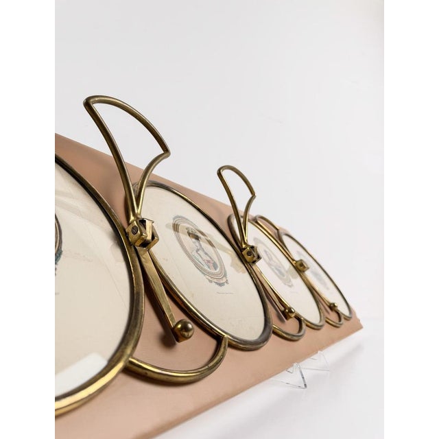 Mid-Century Modern Italian Wall Coat Rack with Brass Oval Frames , 1960s For Sale - Image 14 of 18