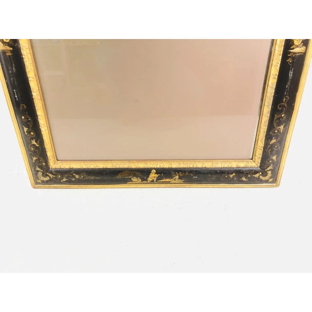 Black 20th Century Antique Chinoiserie Gilt Wood Statement Mirror For Sale - Image 8 of 12