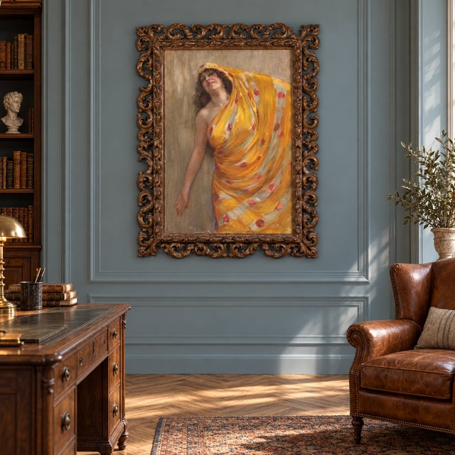 Aldo Mazza, Portrait of an Oriental Woman, 1912, Oil on Canvas For Sale - Image 14 of 15