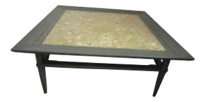 1970s Gray Tomlinson Square Coffee Table With Oyster Marble Inset