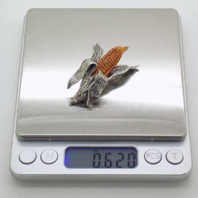 Silver Vintage Italian Handmade Genuine Silver Corncob Ear of Corn Figurine Miniature For Sale - Image 8 of 9
