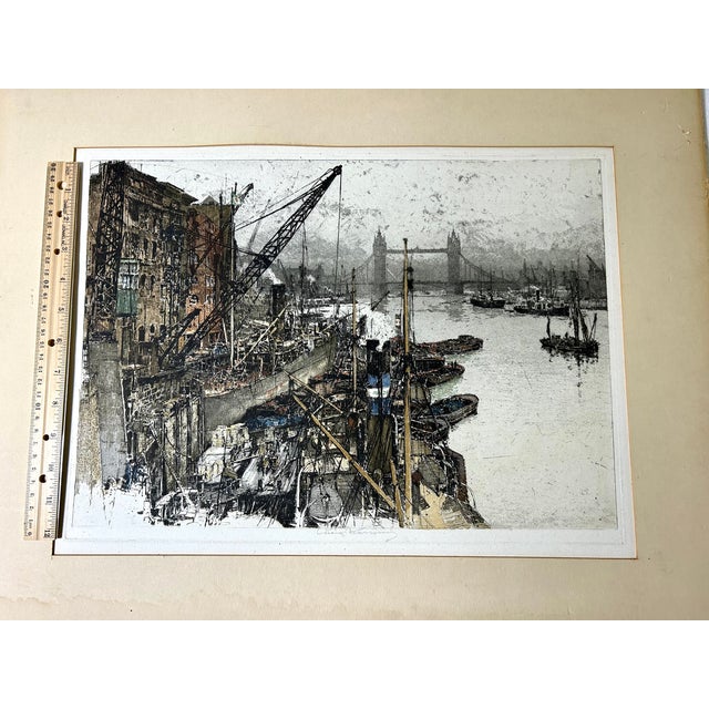 1920s 1924 Color Etching "London Tower Bridge" by Luigi Kasimir For Sale - Image 5 of 5