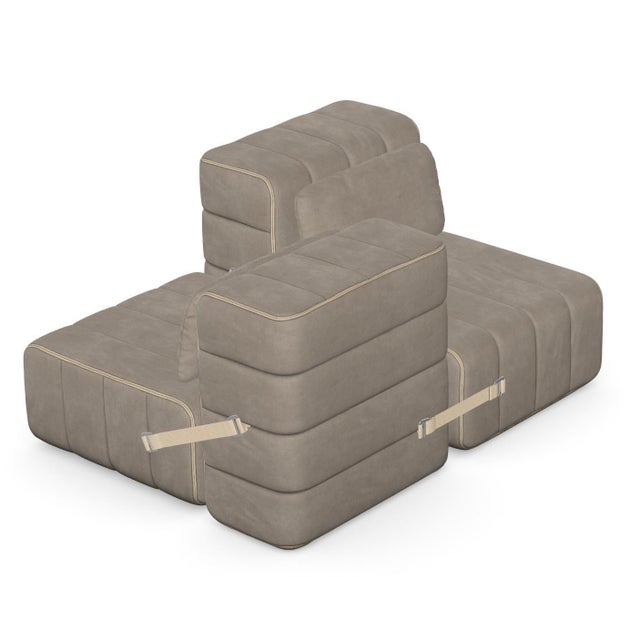 Not Yet Made - Made To Order Curt Modular 2-Seater Sofa in Barcelona Velvet Fabric from Ambivalenz, Set of 4 For Sale - Image 5 of 9