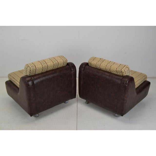 Mid-Century Leatherette Armchairs on Wheels, 1970s, Set of 2 For Sale - Image 11 of 17