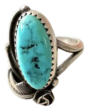 Vintage Sterling Silver and Turquoise Ring, Size 7