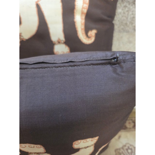 Brown Jim Thompson Silk Elephant Pillows - A Pair For Sale - Image 8 of 9