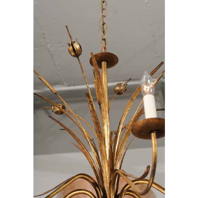 Vintage 6-Light Italian Bulrush Toleware Chandelier For Sale - Image 12 of 12