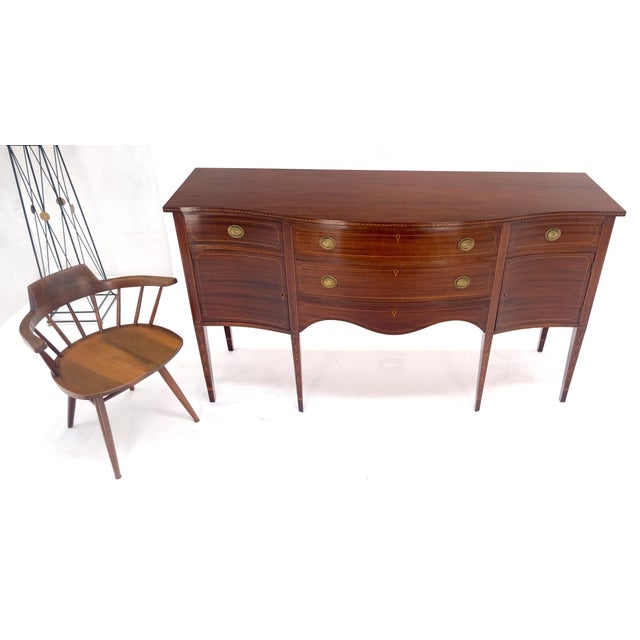 Serpentine Front Federal 6' Long Inlaid Mahogany Sideboard Credenza Console MINT For Sale - Image 12 of 13