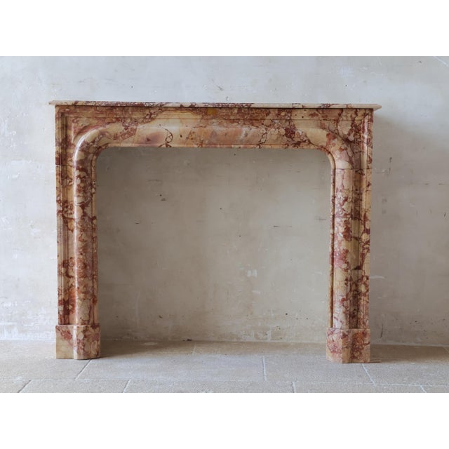 Antique French Boudin Mantelpiece in Brèche De Montmeyan Marble, 1800s For Sale - Image 5 of 15