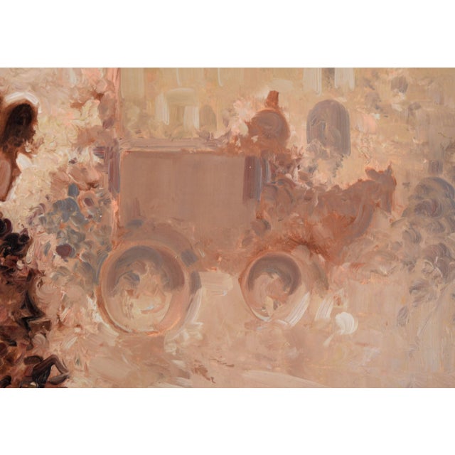 Impressionist French Ladies on the Boulevard - Figurative Landscape For Sale - Image 3 of 9