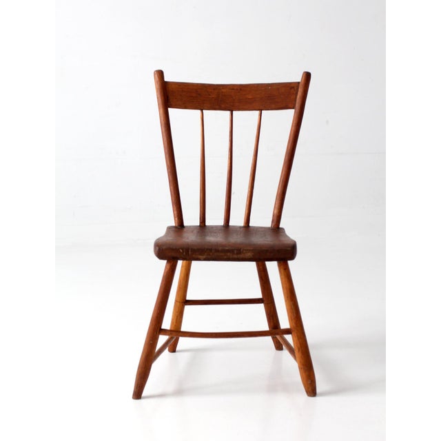 Antique Plank Seat Country Chair For Sale - Image 4 of 12