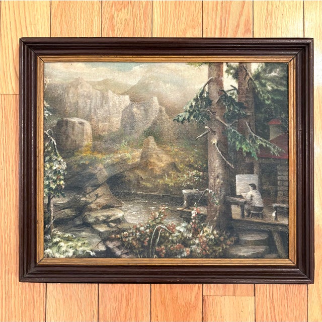 Lovely Landscape Painting Oil on Canvas Panel For Sale - Image 4 of 6