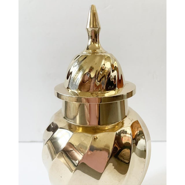 Vintage Solid Brass Ginger Jar For Sale - Image 4 of 6