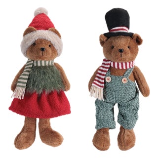 Holiday Plush Bear Figurines (Set of 2) For Sale