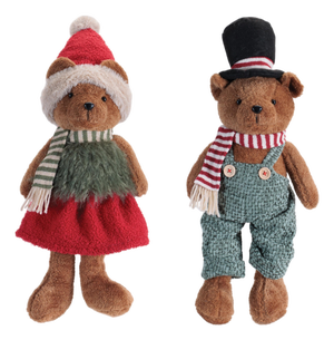 Holiday Plush Bear Figurines (Set of 2)