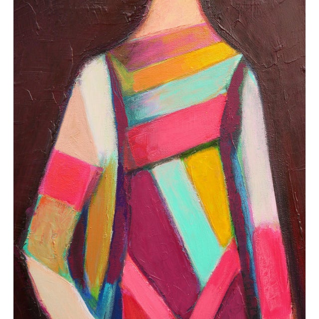 David Adickes "Dress of Many Colors with Still Life" Modern Abstract Female Portrait Painting, 2005 For Sale - Image 11 of 12