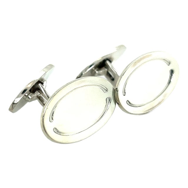 1990s Georg Jensen Estate Mens Cufflinks Sterling Silver, 2 Pieces For Sale