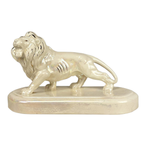 Vintage 12" Hollywood Regency White Luster Porcelain Lion Sculpture
