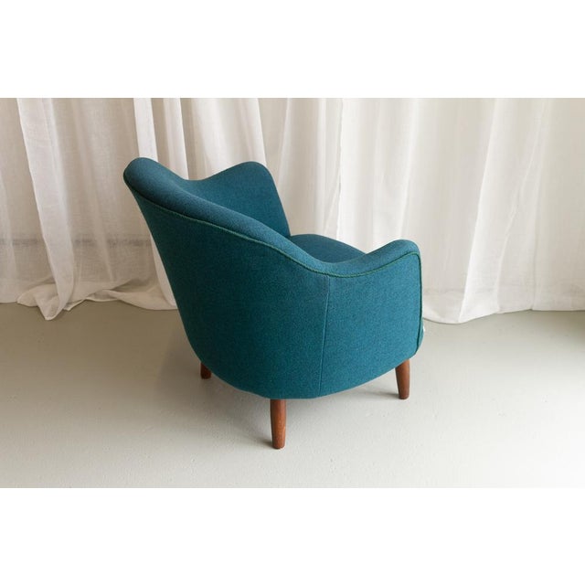 Danish Modern Easy Chair in Teal Blue, 1950s For Sale - Image 4 of 18